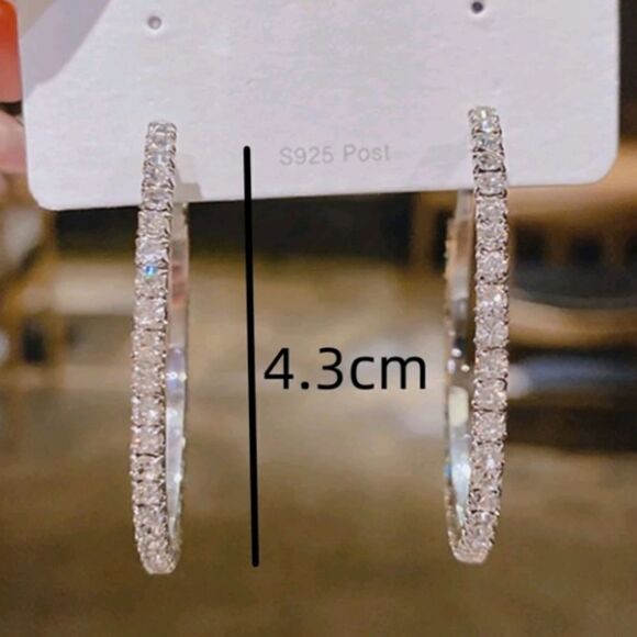 3 for $26 - Silver Rhinestone Hoop Earrings - Picture 3 of 3